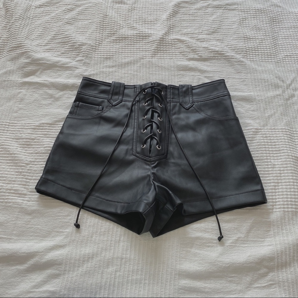 Forever 21 Lace Up Leather Shorts
